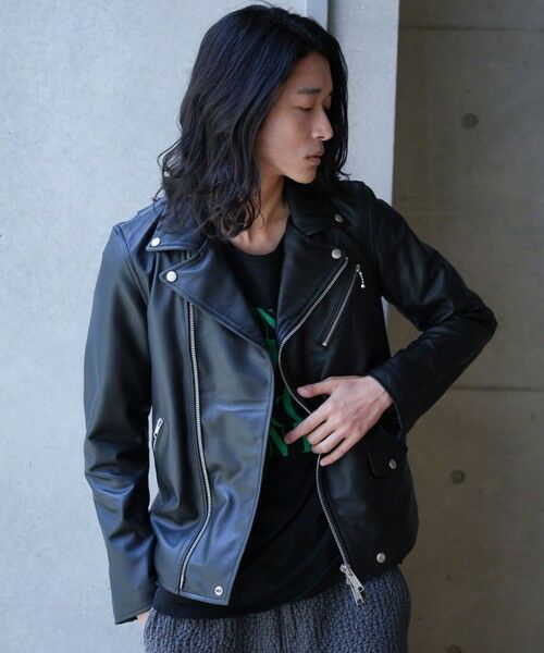 MEN'S BIGI / メンズビギ ブルゾン | SHEEP LEATHER/シープレザー ダブルライダースジャケット | 詳細1