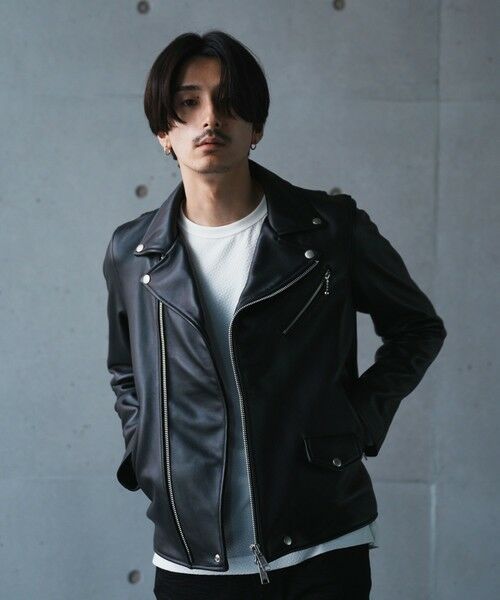 MEN'S BIGI / メンズビギ ブルゾン | SHEEP LEATHER/シープレザー ダブルライダースジャケット | 詳細3