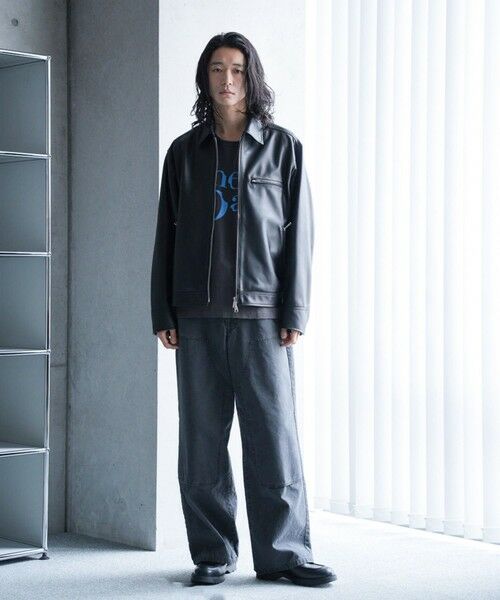 MEN'S BIGI / メンズビギ ブルゾン | シープナッパオーバーサイズトラッカーレザージャケット | 詳細1