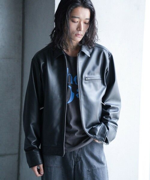 MEN'S BIGI / メンズビギ ブルゾン | シープナッパオーバーサイズトラッカーレザージャケット | 詳細5