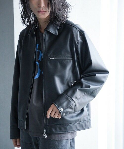 MEN'S BIGI / メンズビギ ブルゾン | シープナッパオーバーサイズトラッカーレザージャケット | 詳細7
