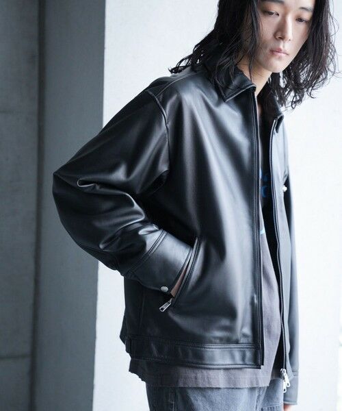 MEN'S BIGI / メンズビギ ブルゾン | シープナッパオーバーサイズトラッカーレザージャケット | 詳細8