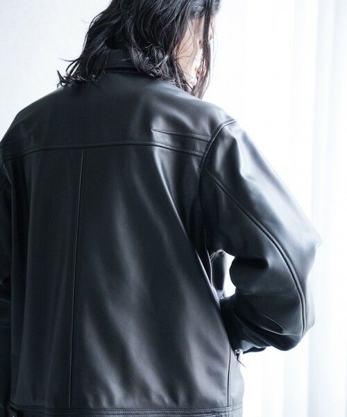 MEN'S BIGI / メンズビギ ブルゾン | シープナッパオーバーサイズトラッカーレザージャケット | 詳細9