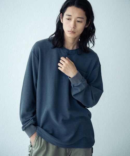 MEN'S BIGI / メンズビギ Tシャツ | ピグメントサーマルロンT（ネイビー）