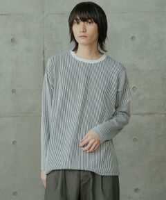 MEN'S BIGI / メンズビギ Tシャツ | ニットライクストライプカットロンT