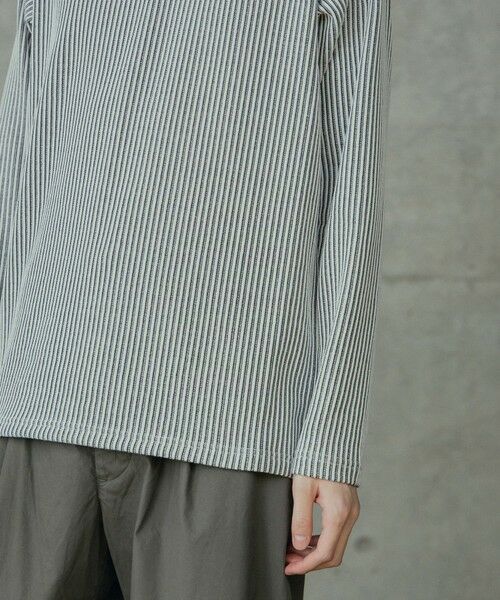 MEN'S BIGI / メンズビギ Tシャツ | ニットライクストライプカットロンT | 詳細5