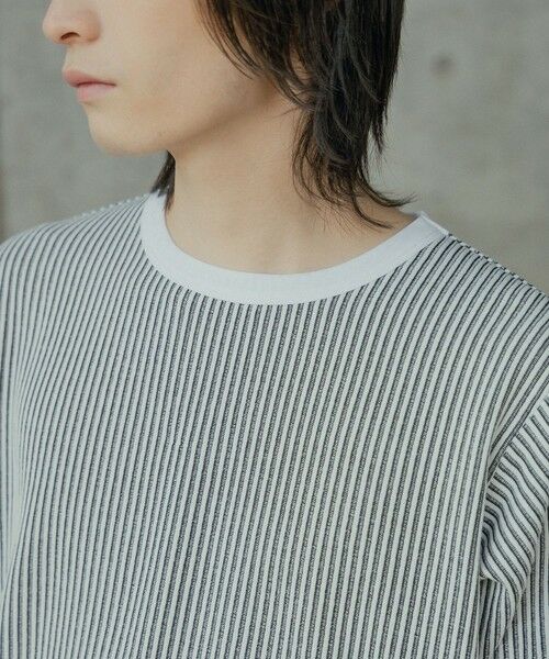 MEN'S BIGI / メンズビギ Tシャツ | ニットライクストライプカットロンT | 詳細6