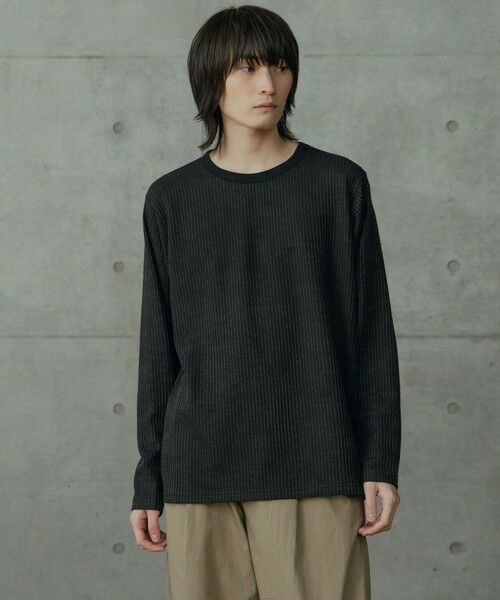 MEN'S BIGI / メンズビギ Tシャツ | ニットライクストライプカットロンT | 詳細10