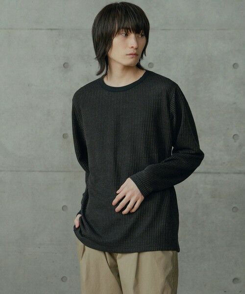 MEN'S BIGI / メンズビギ Tシャツ | ニットライクストライプカットロンT | 詳細11