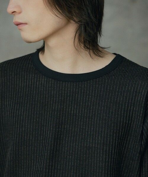 MEN'S BIGI / メンズビギ Tシャツ | ニットライクストライプカットロンT | 詳細12