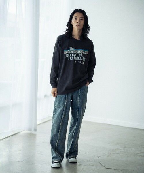 MEN'S BIGI / メンズビギ Tシャツ | パウダー加工ビンテージロゴロンT | 詳細6