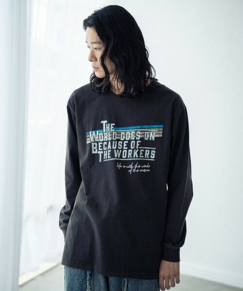 MEN'S BIGI / メンズビギ Tシャツ | パウダー加工ビンテージロゴロンT | 詳細7