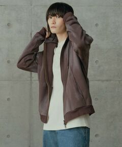 MEN'S BIGI / メンズビギ スウェット | オーバーサイズ切替加工パーカー