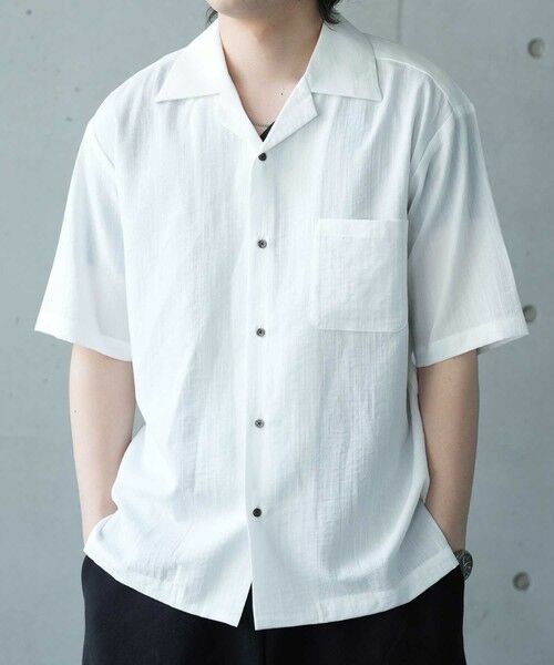MEN'S BIGI / メンズビギ シャツ・ブラウス | レーヨンスラブオープンカラー半袖シャツ（オフホワイト）