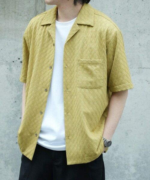 MEN'S BIGI / メンズビギ シャツ・ブラウス | アーガイルJQDオープンカラー半袖シャツ（イエロー）