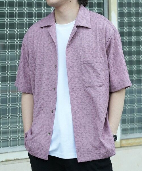 MEN'S BIGI / メンズビギ シャツ・ブラウス | アーガイルJQDオープンカラー半袖シャツ（パープル）