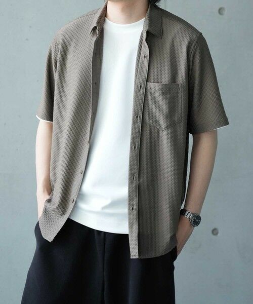 MEN'S BIGI / メンズビギ シャツ・ブラウス | ストレッチポリエステルリンクスジャガードシャツ（ベージュ）