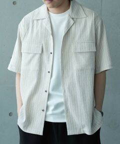 MEN'S BIGI / メンズビギ シャツ・ブラウス | シャーリングストライプオープンカラーシャツ