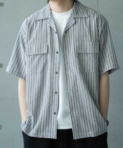 MEN'S BIGI / メンズビギ シャツ・ブラウス | シャーリングストライプオープンカラーシャツ