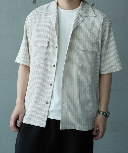 MEN'S BIGI / メンズビギ シャツ・ブラウス | シャーリングストライプオープンカラーシャツ | 詳細2