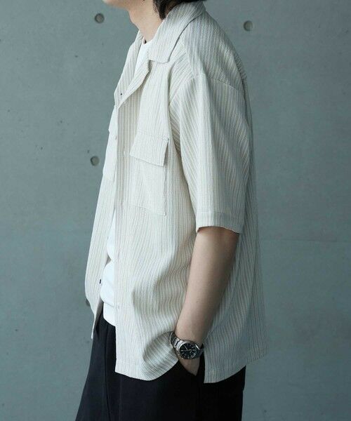 MEN'S BIGI / メンズビギ シャツ・ブラウス | シャーリングストライプオープンカラーシャツ | 詳細3