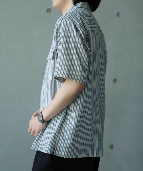 MEN'S BIGI / メンズビギ シャツ・ブラウス | シャーリングストライプオープンカラーシャツ | 詳細11