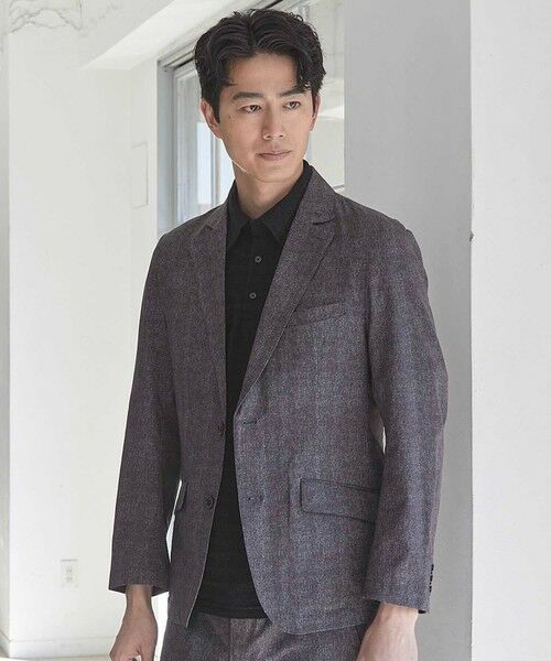 MEN'S BIGI / メンズビギ テーラードジャケット | メッシュメランジプリントテーラードジャケット（ブラック）