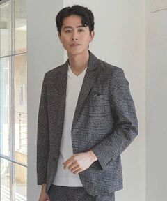MEN'S BIGI / メンズビギ テーラードジャケット | シアサッカーグレンチェックプリントテーラードジャケット