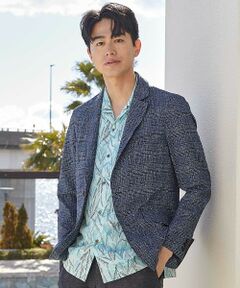 MEN'S BIGI / メンズビギ テーラードジャケット | シアサッカーグレンチェックプリントテーラードジャケット