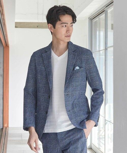 MEN'S BIGI / メンズビギ テーラードジャケット | シアサッカーグレンチェックプリントテーラードジャケット | 詳細9
