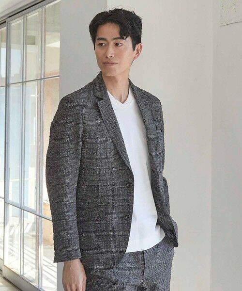 MEN'S BIGI / メンズビギ テーラードジャケット | シアサッカーグレンチェックプリントテーラードジャケット | 詳細1