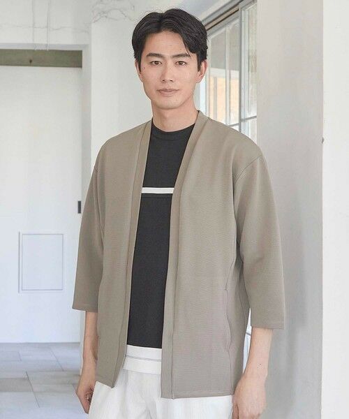 MEN'S BIGI / メンズビギ カーディガン・ボレロ | カットカルゼボタンレス 7分袖カーディガン | 詳細2