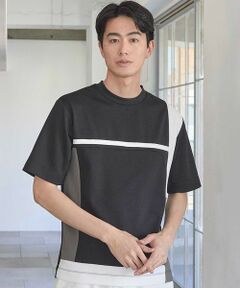 MEN'S BIGI / メンズビギ Tシャツ | パネル切り替え 異素材コンビクルーネックＴ