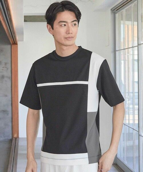MEN'S BIGI / メンズビギ Tシャツ | パネル切り替え 異素材コンビクルーネックＴ | 詳細6