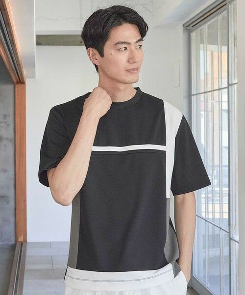MEN'S BIGI / メンズビギ Tシャツ | パネル切り替え 異素材コンビクルーネックＴ | 詳細7