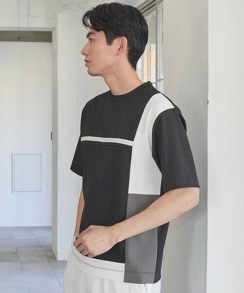 MEN'S BIGI / メンズビギ Tシャツ | パネル切り替え 異素材コンビクルーネックＴ | 詳細8