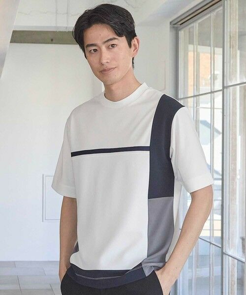 MEN'S BIGI / メンズビギ Tシャツ | パネル切り替え 異素材コンビクルーネックＴ | 詳細12