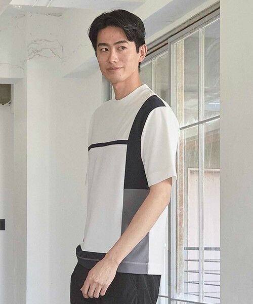 MEN'S BIGI / メンズビギ Tシャツ | パネル切り替え 異素材コンビクルーネックＴ | 詳細14