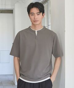 MEN'S BIGI / メンズビギ Tシャツ | ふくれJQDフェイクレイヤードキーネックT