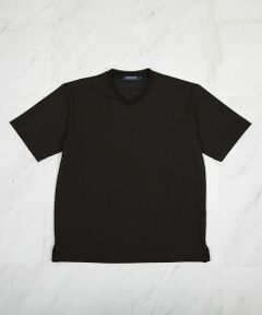 MEN'S BIGI / メンズビギ Tシャツ | ストライプウェーブジャガード VネックTシャツ