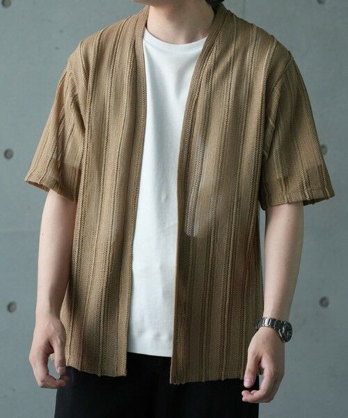 MEN'S BIGI / メンズビギ Tシャツ | *WEB限定　シアジャガード ストライプカーディガン | 詳細3