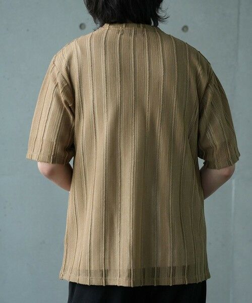 MEN'S BIGI / メンズビギ Tシャツ | *WEB限定　シアジャガード ストライプカーディガン | 詳細4