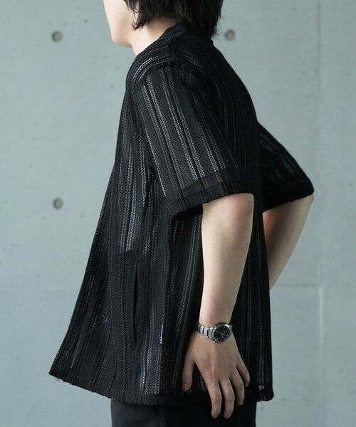 MEN'S BIGI / メンズビギ Tシャツ | *WEB限定　シアジャガード ストライプカーディガン | 詳細10