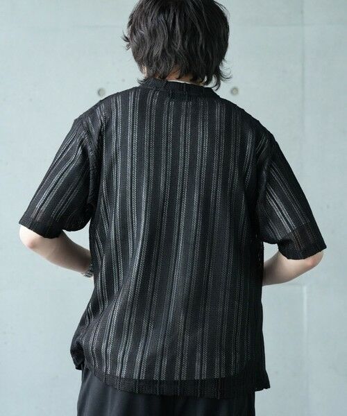 MEN'S BIGI / メンズビギ Tシャツ | *WEB限定　シアジャガード ストライプカーディガン | 詳細11