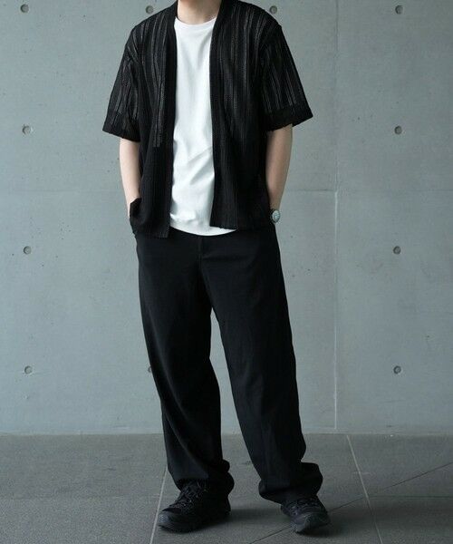 MEN'S BIGI / メンズビギ Tシャツ | *WEB限定　シアジャガード ストライプカーディガン | 詳細13