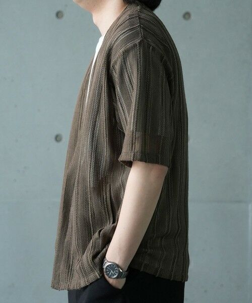MEN'S BIGI / メンズビギ Tシャツ | *WEB限定　シアジャガード ストライプカーディガン | 詳細18