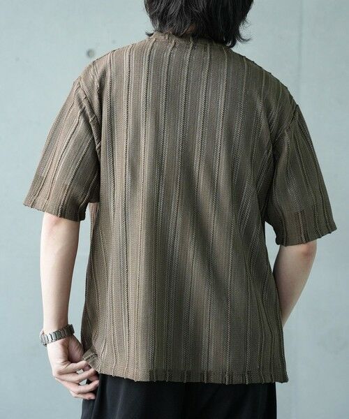 MEN'S BIGI / メンズビギ Tシャツ | *WEB限定　シアジャガード ストライプカーディガン | 詳細19