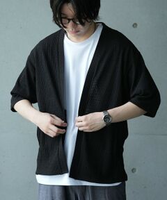 MEN'S BIGI / メンズビギ Tシャツ | *WEB限定 シアー ジャガード 5分袖 ボタンレスカーディガン