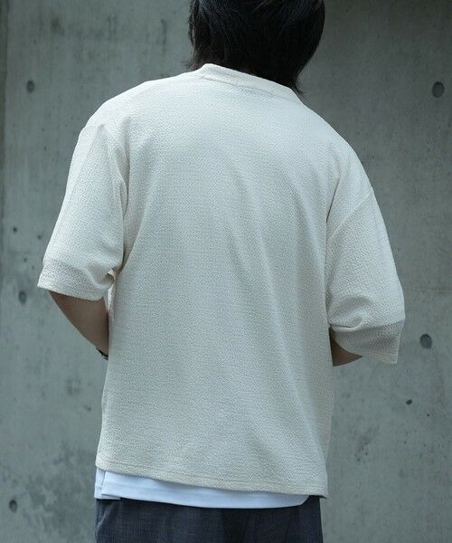 MEN'S BIGI / メンズビギ Tシャツ | *WEB限定 シアー ジャガード 5分袖 ボタンレスカーディガン | 詳細3