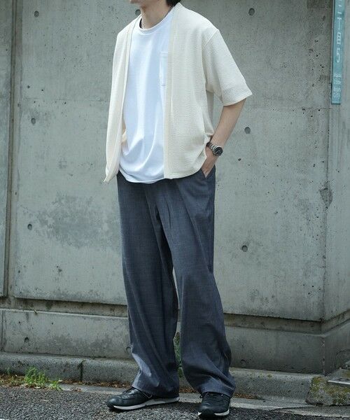 MEN'S BIGI / メンズビギ Tシャツ | *WEB限定 シアー ジャガード 5分袖 ボタンレスカーディガン | 詳細4